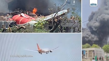 २४२ यात्रु सवार एयर इन्डियाको विमान अहमदाबादको बस्ती क्षेत्रमा क्र्यास