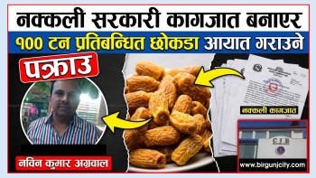 नक्कली सरकारी कागजात बनाएर १०० टन प्रतिबन्धित छोकडा आयात गराउने वीरगंजका व्यवसायी नविन कुमार अग्रवाल पक्राउ, सुन तस्करले भरिका रूपमा अग्रवाललाई प्रयाेग गरेकाे स्राेतकाे दाबी (भिडियो सहित)