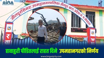 जीतपुरसिमरा उपमहानगरद्वारा हावाहुरी प्रभावितलाई राहत घोषणा