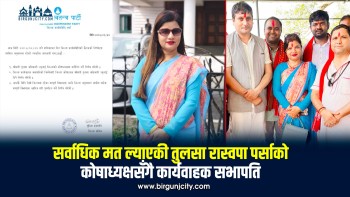 सर्वाधिक मत ल्याएकी तुलसा पौडेल अधिकारी रास्वपा पर्साको कोषाध्यक्ष तथा कार्यवाहक सभापति