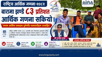 बारा जिल्लामा राष्ट्रिय आर्थिक गणना २०८२ तीव्र गतिमा, ८३ प्रतिशत तथ्याङ्क संकलन सम्पन्न