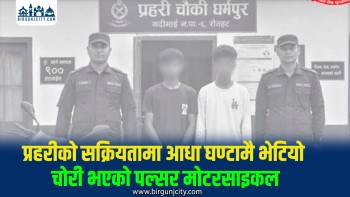 चोरी भएको ३० मिनेटमै मोटरसाइकलसहित दुई युवक पक्राउ