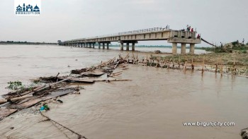 कमला नदीमा डाइभर्सन भत्किँदा आवागमन अवरुद्ध, सवारी सञ्चालन ठप्प