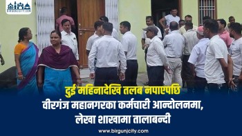 दुई महिनादेखि तलब नपाएपछि वीरगंज महानगरका कर्मचारी आन्दोलनमा , लेखा शाखामा तालाबन्दी