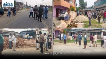 वीरगंजकाे मुख्य सडक विस्तार कार्य तीव्र आधिकारिक नक्साअनुसार सडकको केन्द्रविन्दु निर्धारण कार्य सुरु