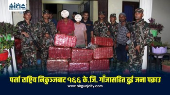 पर्सा राष्ट्रिय निकुञ्जबाट १६६ किलो गाँजासहित २ जना पक्राउ