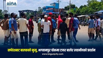 स्वास्थ्य चौकीमै सर्पदंशबाट बालकको मृत्यु, सिराहाको भगवानपुरमा सडक अवरुद्ध गर्दै स्थानीयको प्रदर्शन