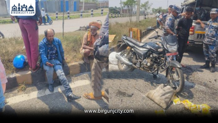 सशस्त्र प्रहरीको गाडीको ठक्करबाट मोटरसाइकल चालक घाइते, स्थानीयद्वारा लापरवाहीको आरोप